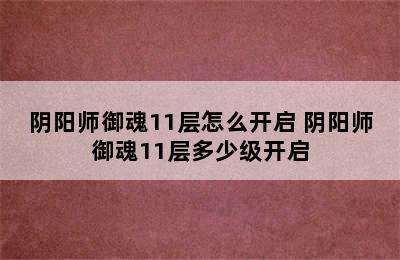 阴阳师御魂11层怎么开启 阴阳师御魂11层多少级开启